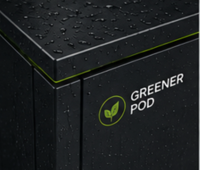 Close-up of the Greener Pod slatted cladding and aluminium capping